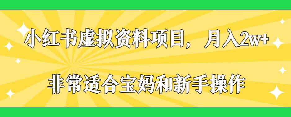 小红书虚拟资料项目，月入2w+，非常适合宝妈和新手操作【揭秘】-赚米吧