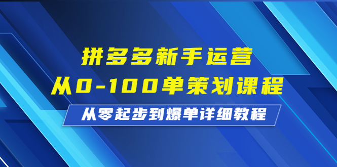 (6920期)拼多多新手运营从0-100单策划课程,从零起步到爆单详细教程 (6920期)拼多多新手运营从0-100单策划课程,从零起步到爆单详细教程