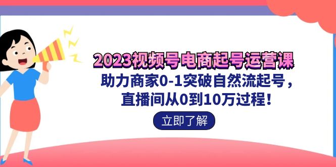 2023视频号-电商起号运营课 助力商家0-1突破自然流起号 直播间从0到10w过程-赚米吧