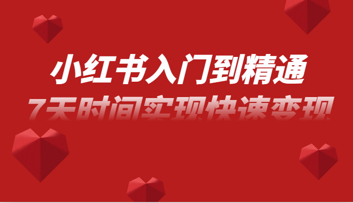 小红书入门到精通课，无货源电商实操运营，7天时间实现快速变现-赚米吧