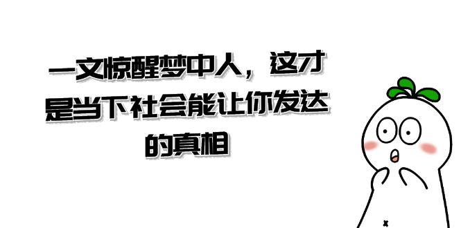 某公众号付费文章《一文 惊醒梦中人，这才是当下社会能让你发达的真相》-赚米吧
