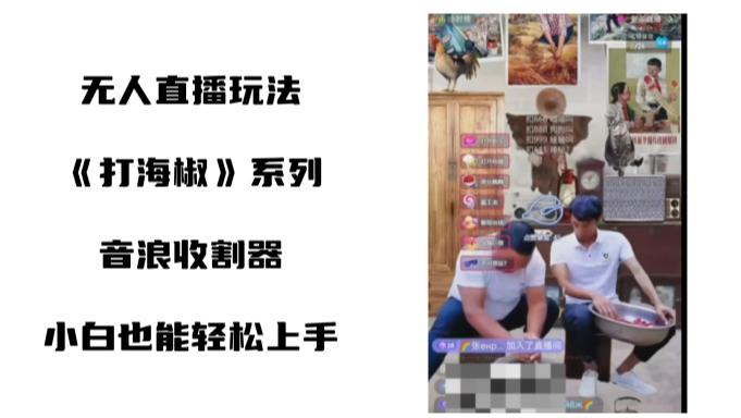 无人直播打海椒整蛊项目，新手轻松上手撸音浪收割器（教程+工具+素材）-赚米吧