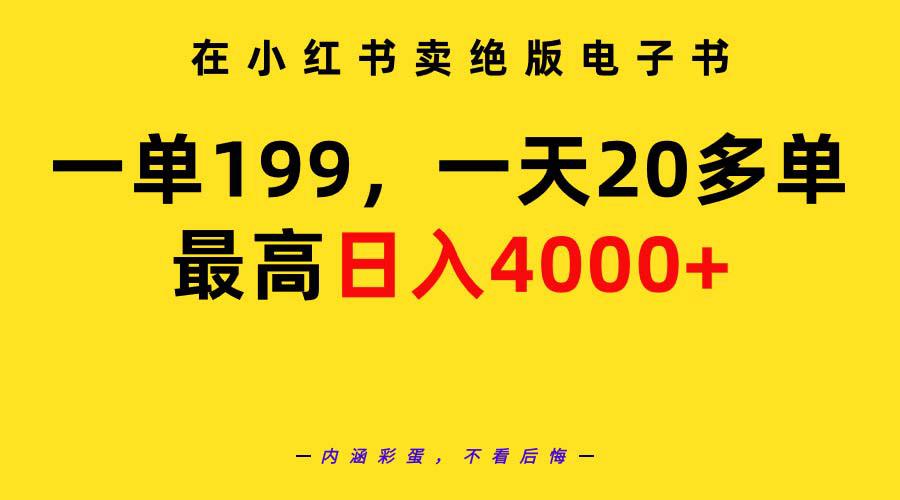 在小红书卖绝版电子书，一单199 一天最多搞20多单，最高日入4000+教程+资料-赚米吧