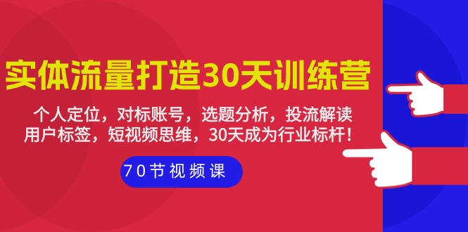 30天实体店铺流量打造训练营：个人定位，对标账号，选题分析，投流解读-70节-赚米吧