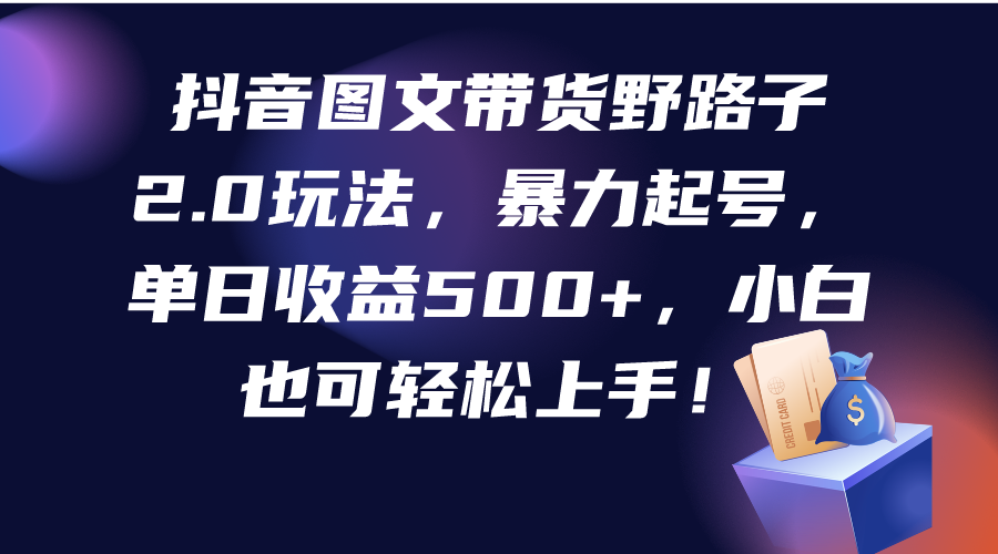抖音图文带货野路子2.0玩法，暴力起号，单日收益500+，小白也可轻松上手！-赚米吧