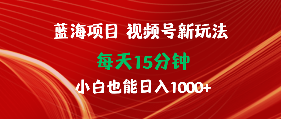 蓝海项目视频号新玩法 每天15分钟 小白也能日入1000+-赚米吧
