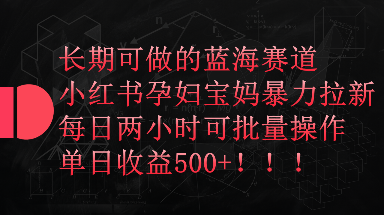 小红书孕妇宝妈暴力拉新项目，每天两小时，单日收益500+-赚米吧
