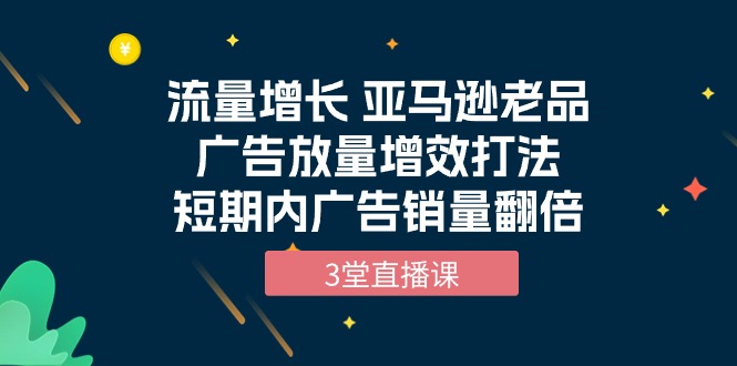 流量增长课程：亚马逊老品广告放量增效打法，短期内广告销量翻倍（3堂直播课）-赚米吧