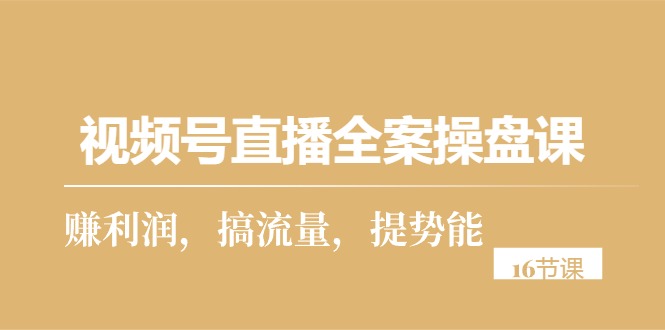 视频号直播实操攻略：从零到一，打造高利润直播间（16节课）-赚米吧