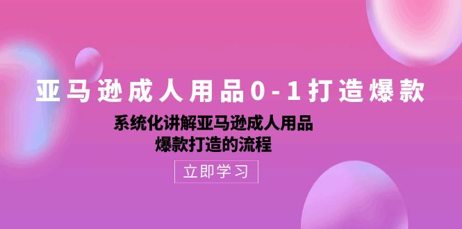 亚马逊成人用品0-1打造爆款课：系统化讲解亚马逊成人用品爆款打造的流程-赚米吧
