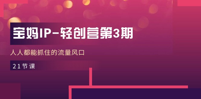 宝妈IP-轻创营第3期，人人都能抓住的流量风口（21节课）-赚米吧