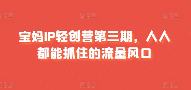 宝妈IP轻创营第三期，人人都能抓住的流量风口-赚米吧