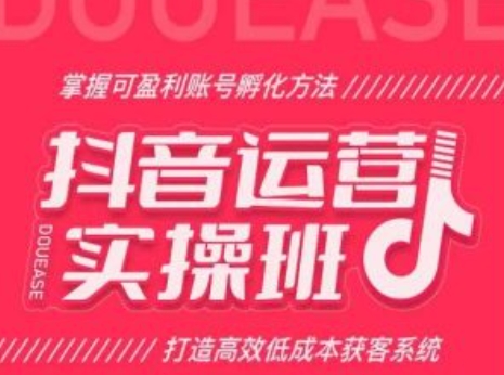 抖音运营实操班，掌握可盈利账号孵化方法，打造高效低成本获客系统-赚米吧