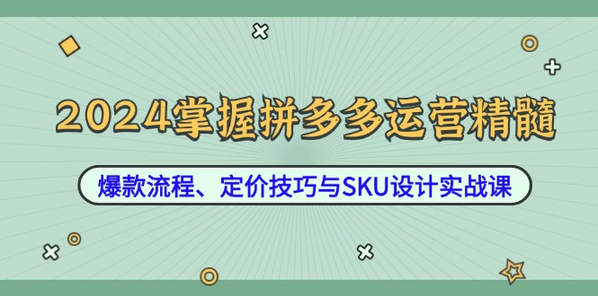 2024掌握拼多多运营精髓：爆款流程、定价技巧与SKU设计实战课-赚米吧