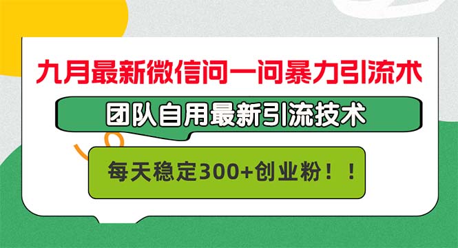 九月最新微信问一问暴力引流术，团队自用引流术，每天稳定300+-赚米吧