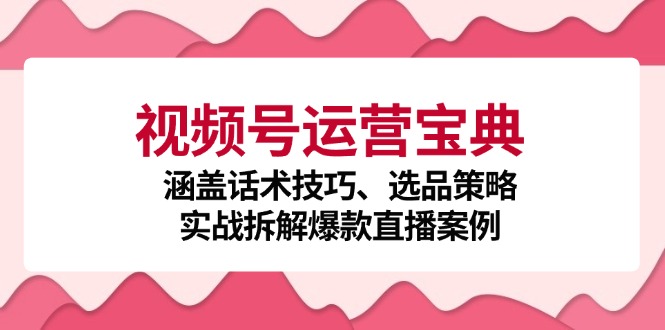 视频号运营宝典：涵盖话术技巧、选品策略、实战拆解爆款直播案例-赚米吧