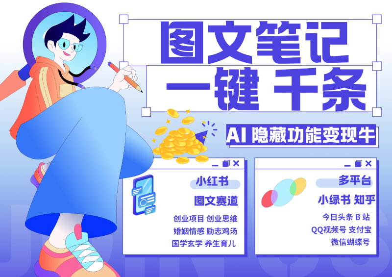 1键生成数千条图文 创业国学 秒生笔记 小红书小绿书图文 轻松引流 变现30000+-赚米吧