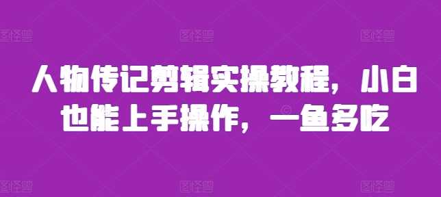 人物传记剪辑实操教程，小白也能上手操作，一鱼多吃-赚米吧
