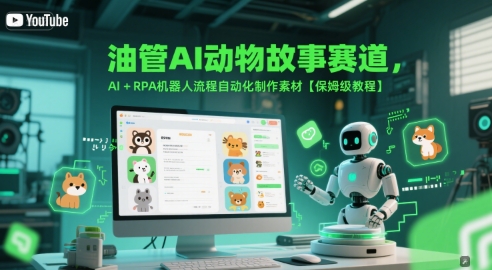 油管AI动物故事赛道，AI+RPA机器人流程自动化制作素材【保姆级教程】-赚米吧