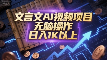 文言文AI视频项目，无脑操作，日入1K以上-赚米吧