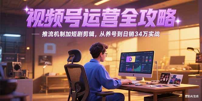 2025视频号运营全攻略，推流机制加短剧剪辑，从养号到日销34万实战-赚米吧