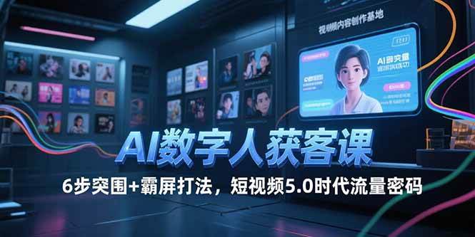 AI数字人获客课，6步突围+霸屏打法，短视频5.0时代流量密码-赚米吧