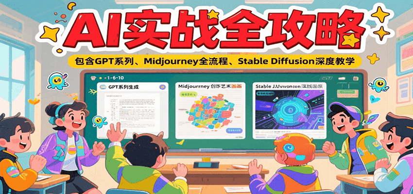 AI实战全攻略，包含GPT系列、Midjourney全流程、Stable Diffusion深度教学-赚米吧