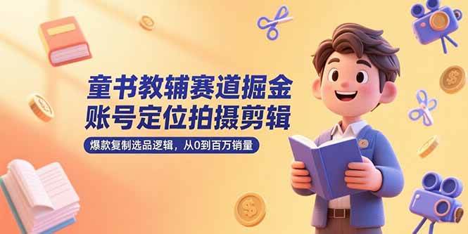 童书教辅赛道掘金，账号定位拍摄剪辑，爆款复制选品逻辑，从0到百万销量-赚米吧
