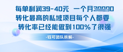 每单利润40一个月7k+转化最高的私域项目，每个人都要的产品转化率已经能做到100%-赚米吧