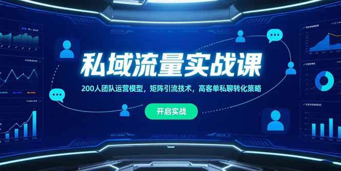 私域流量实战课，200人团队运营模型，矩阵引流技术，高客单私聊转化策略-赚米吧
