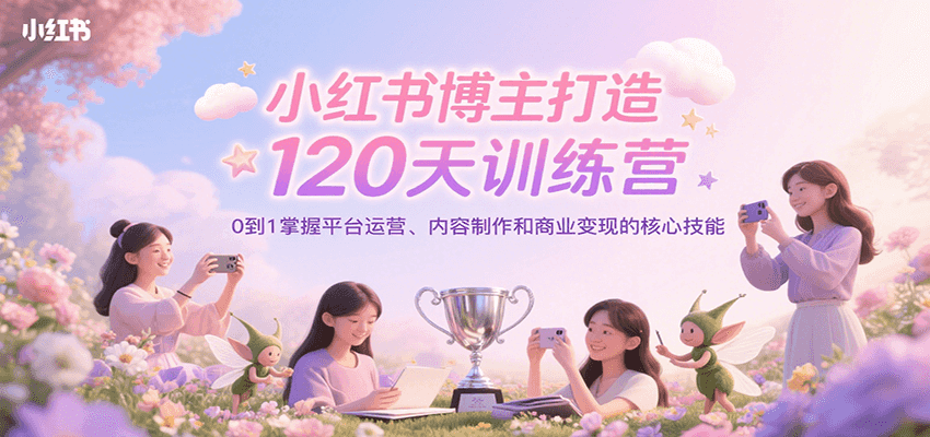 小红书博主打造120天训练营，0到1掌握平台运营、内容制作和商业变现-赚米吧