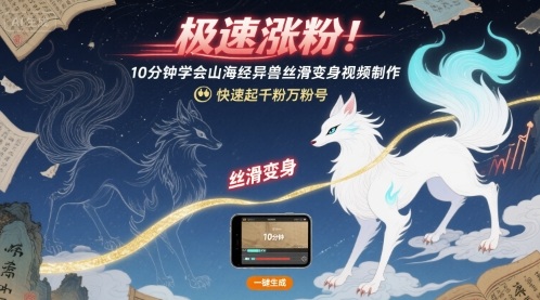 极速涨粉！10分钟学会山海经异兽丝滑变身视频制作，快速起千粉万粉号-赚米吧
