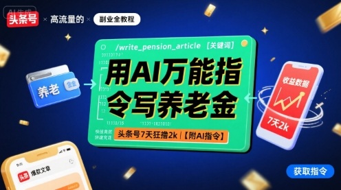 用AI万能指令写养老金，头条号7天狂撸2k【附AI指令】-赚米吧