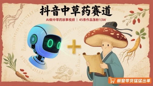 抖音中草药赛道，用AI做中草药故事视频，45条作品涨粉13W，橱窗带货猛猛出单-赚米吧